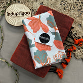 Orange Handloom Khadi Cotton Saree With Flower Print Blouse
